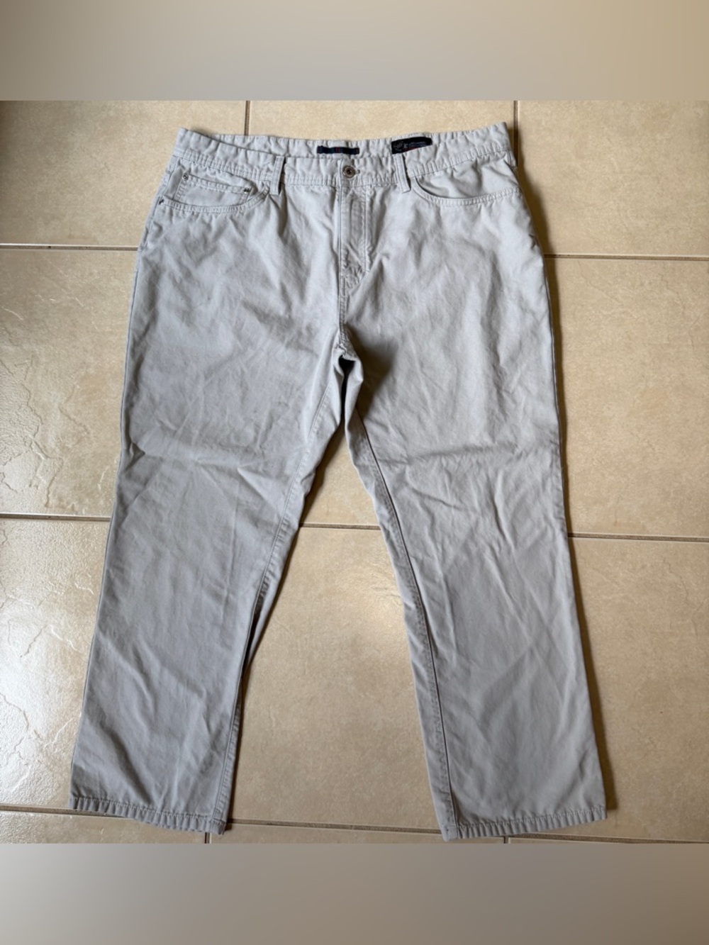 Weatherproof Classic Men's Jeans Pants 40W 30L Straight Stone Cream 5 Pockets